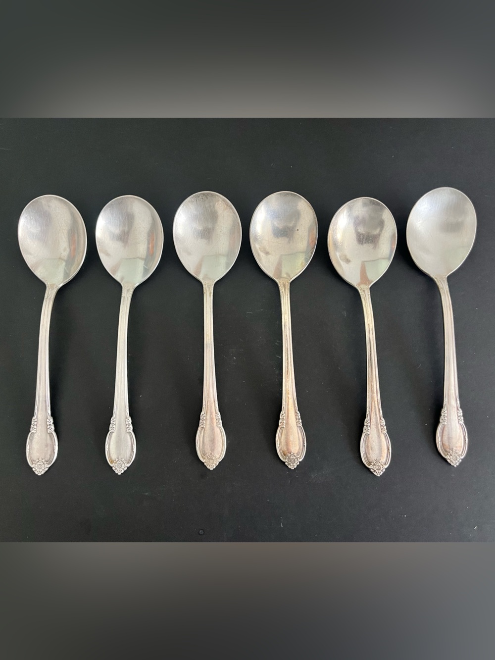 Vtg 1847 ROGERS BROS IS REMEMBRANCE Round Soup Spoons Set of 6